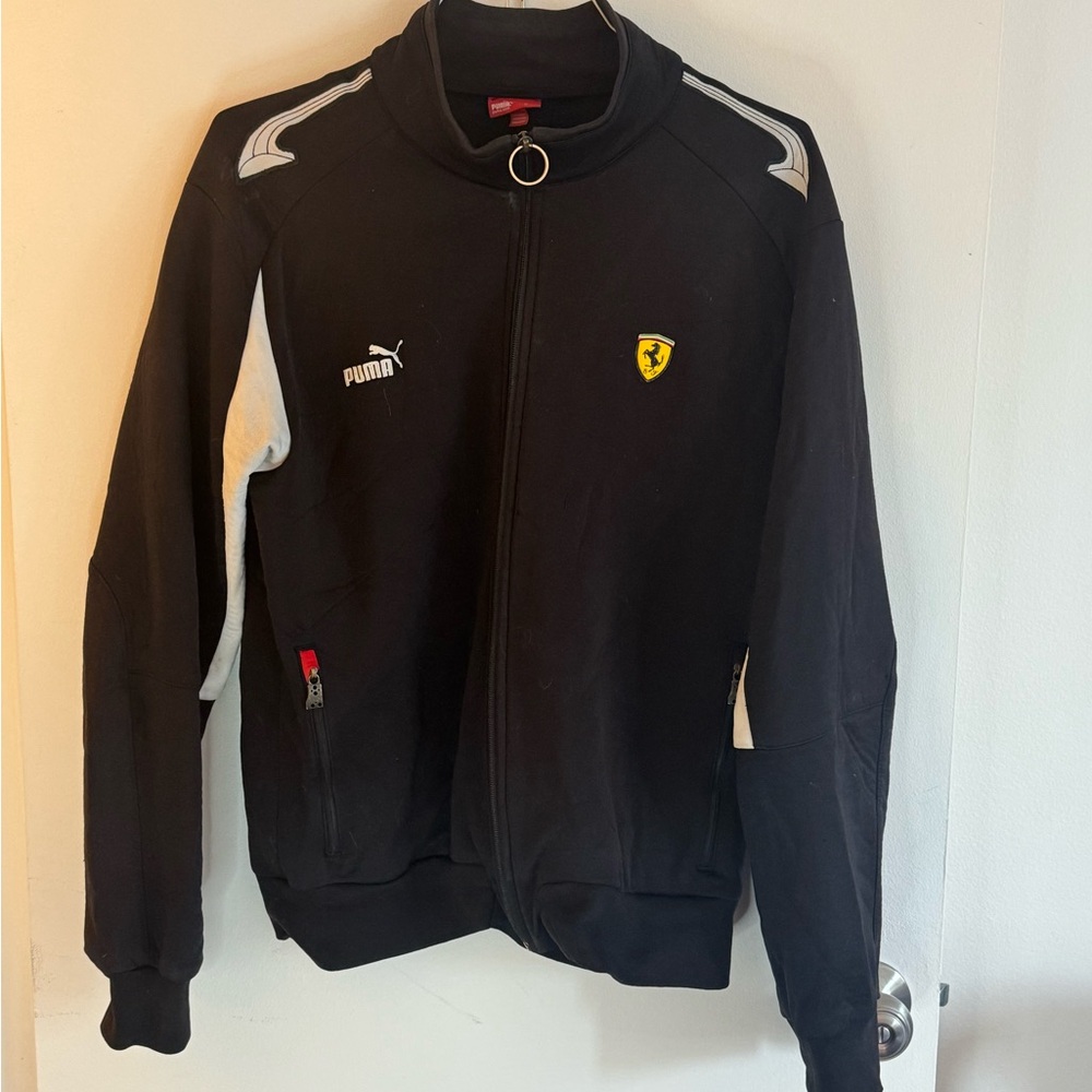 Puma Black Track Jacket with Ferrari Logo Size Large Y2K